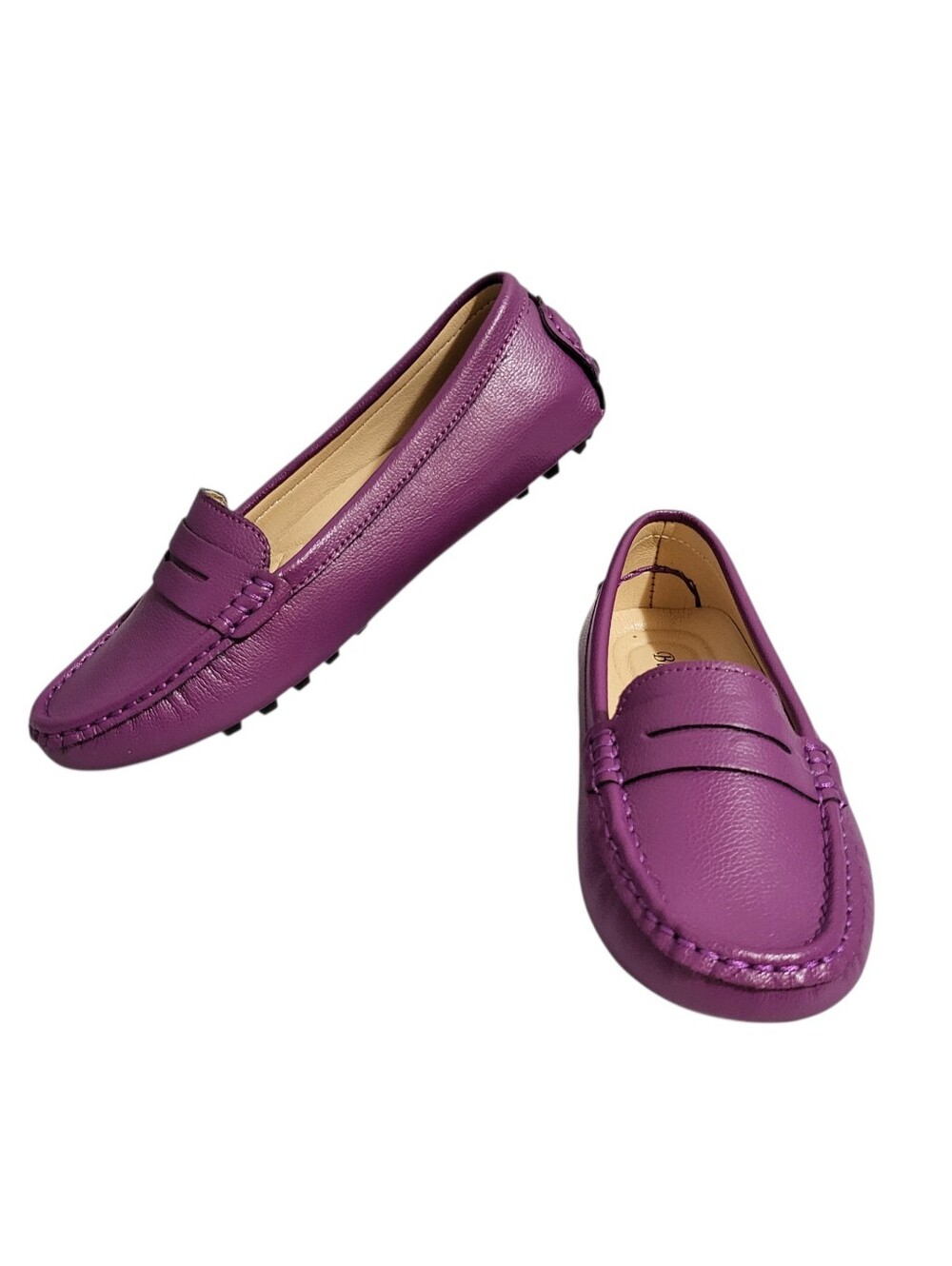 Beauseen Slip On Driving Loafers Women's 7 Leather Purple Walking Comfort Preppy